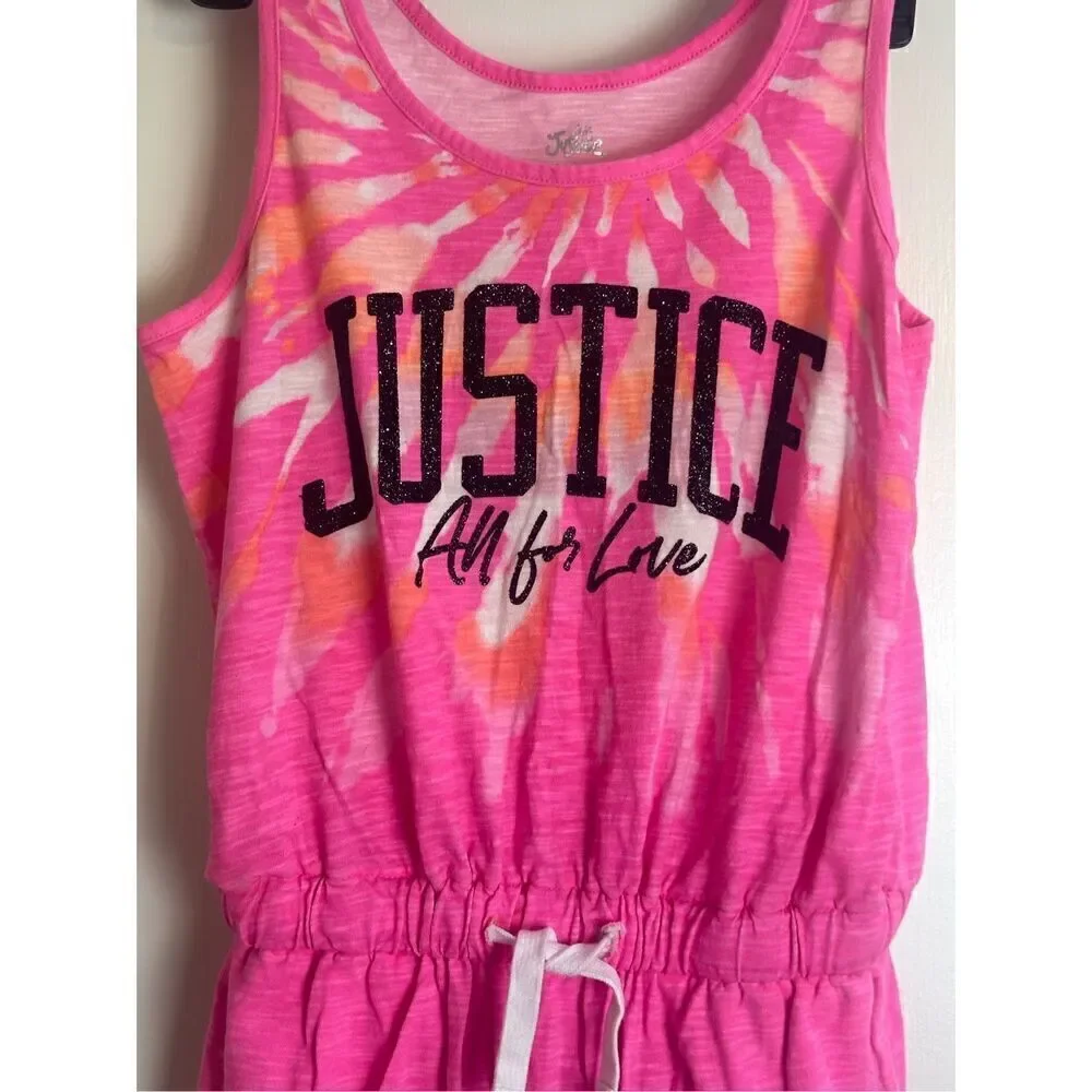 Justice girls’ bright pink romper size large